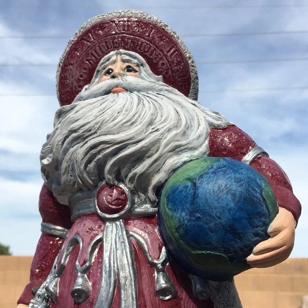 Vintage 1999 Hand-painted Ceramic Millennium Santa Claus Figure